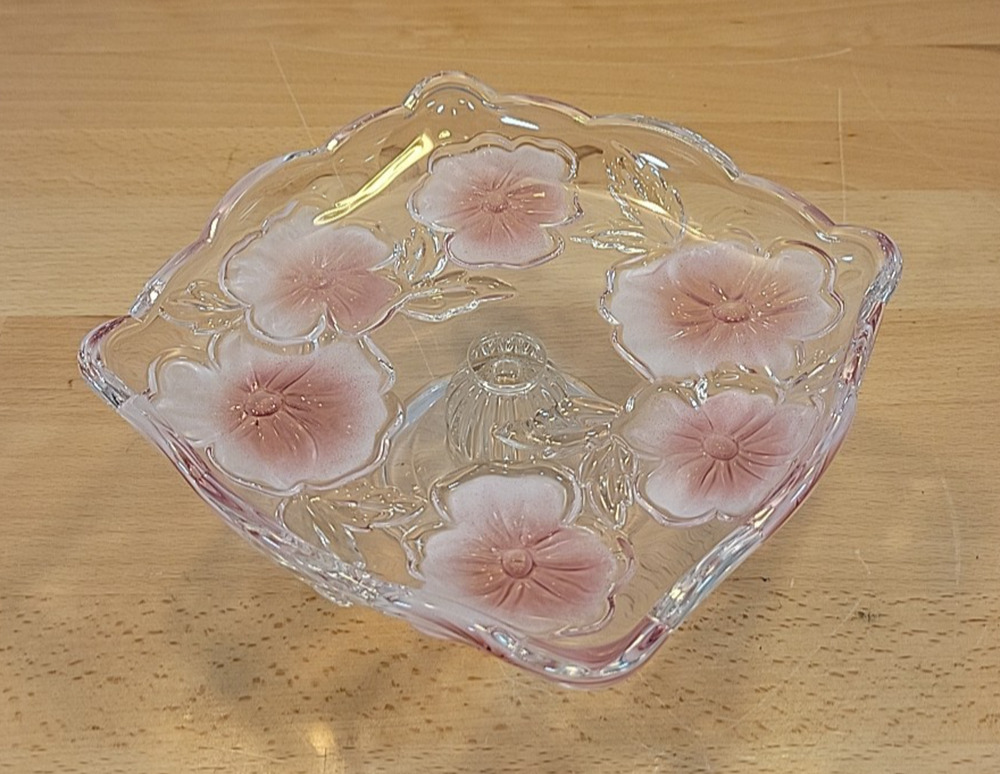 Studio Nova By Mikasa Footed Bon Bon Candy Dish Tray “Pansy Bouquet Pink”